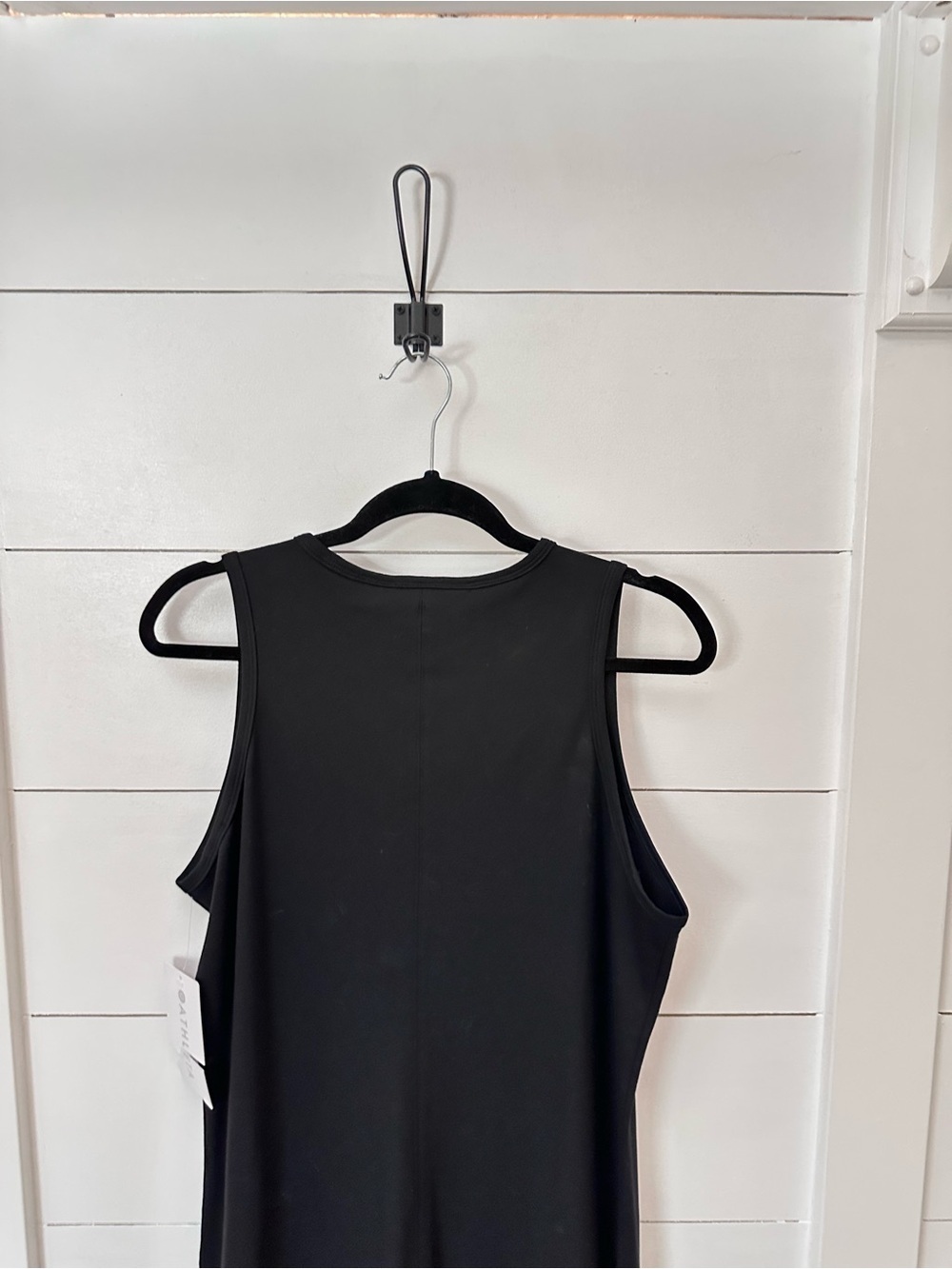 NEW Athleta L essential black cotton-spandex casual minimalist maxi dress LBD - Picture 4 of 12